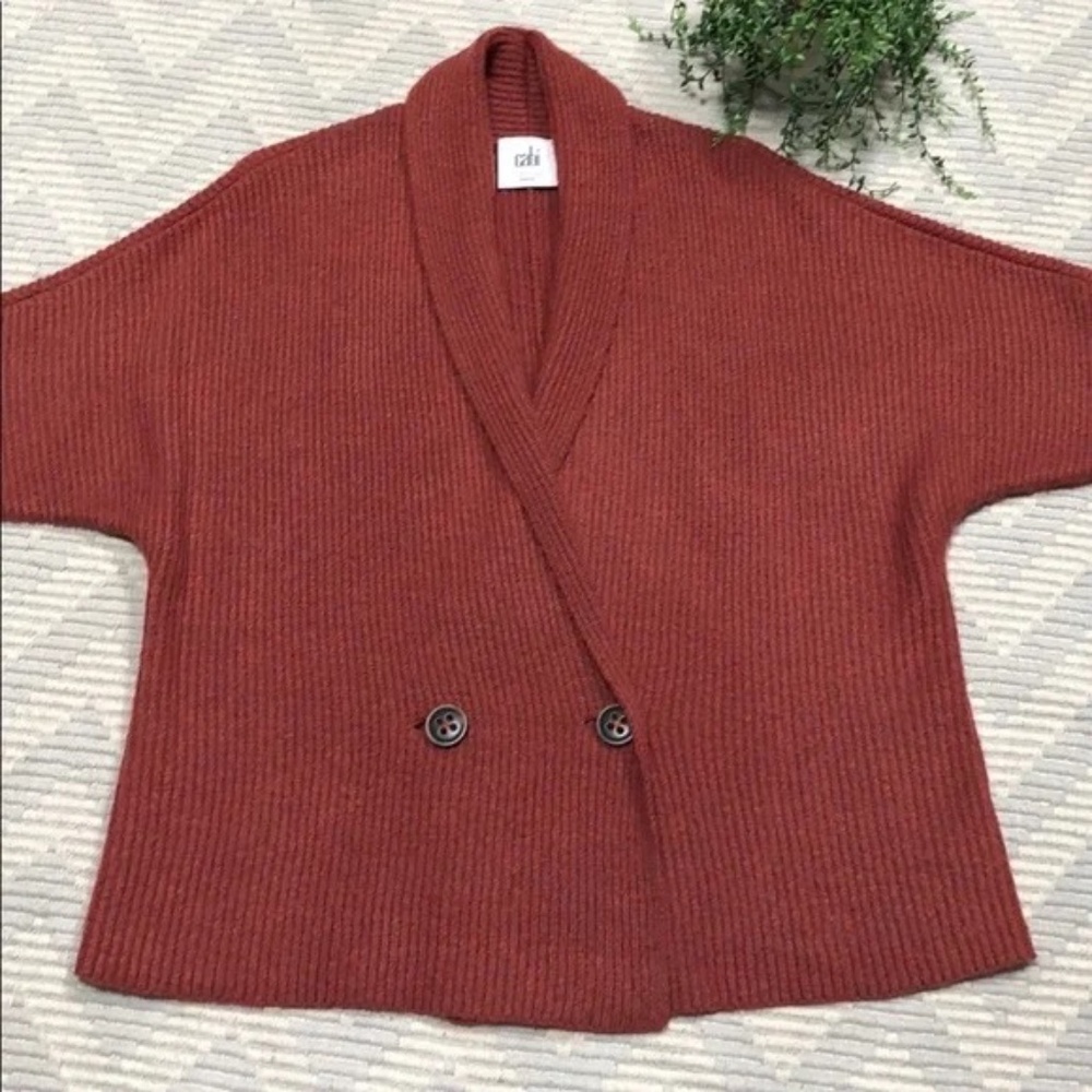 Cabi Orange Short Sleeved Cardigan Sweater